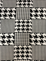 Big And Small Houndstooth Print Polyester Spandex Fabric - Black And White Houndstooth, 58" To 60" Width