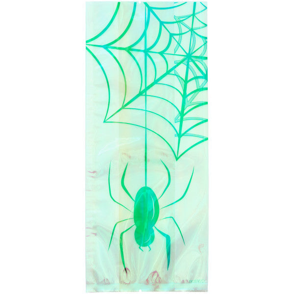 Wilton Clear Spider Web Iridescent Halloween Treat Bags and Ties, 10-Count