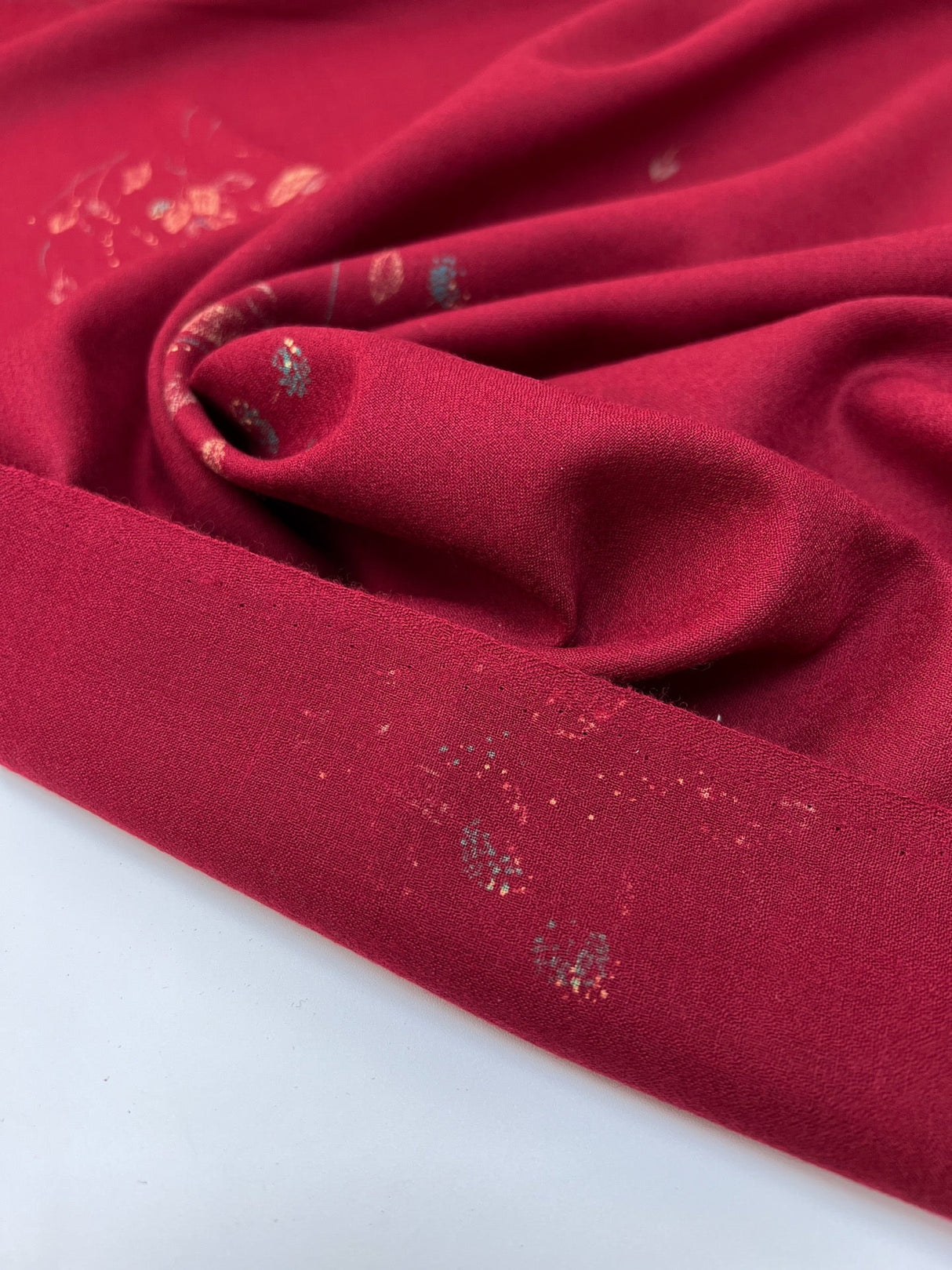 Wool Floral Print Dress Fabric