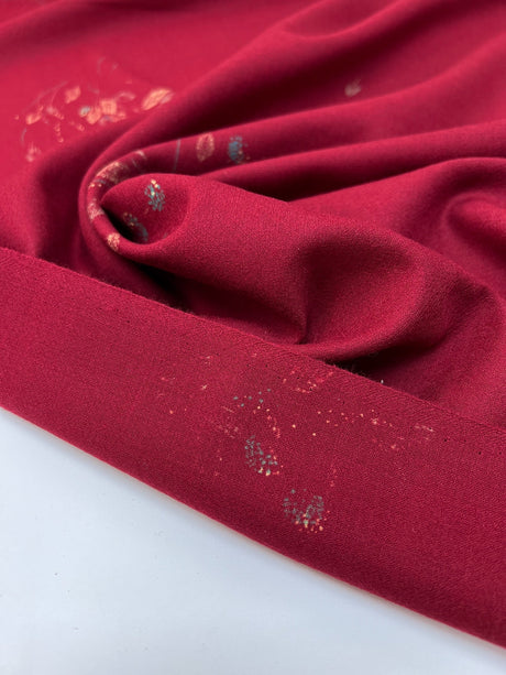 Wool Floral Print Dress Fabric