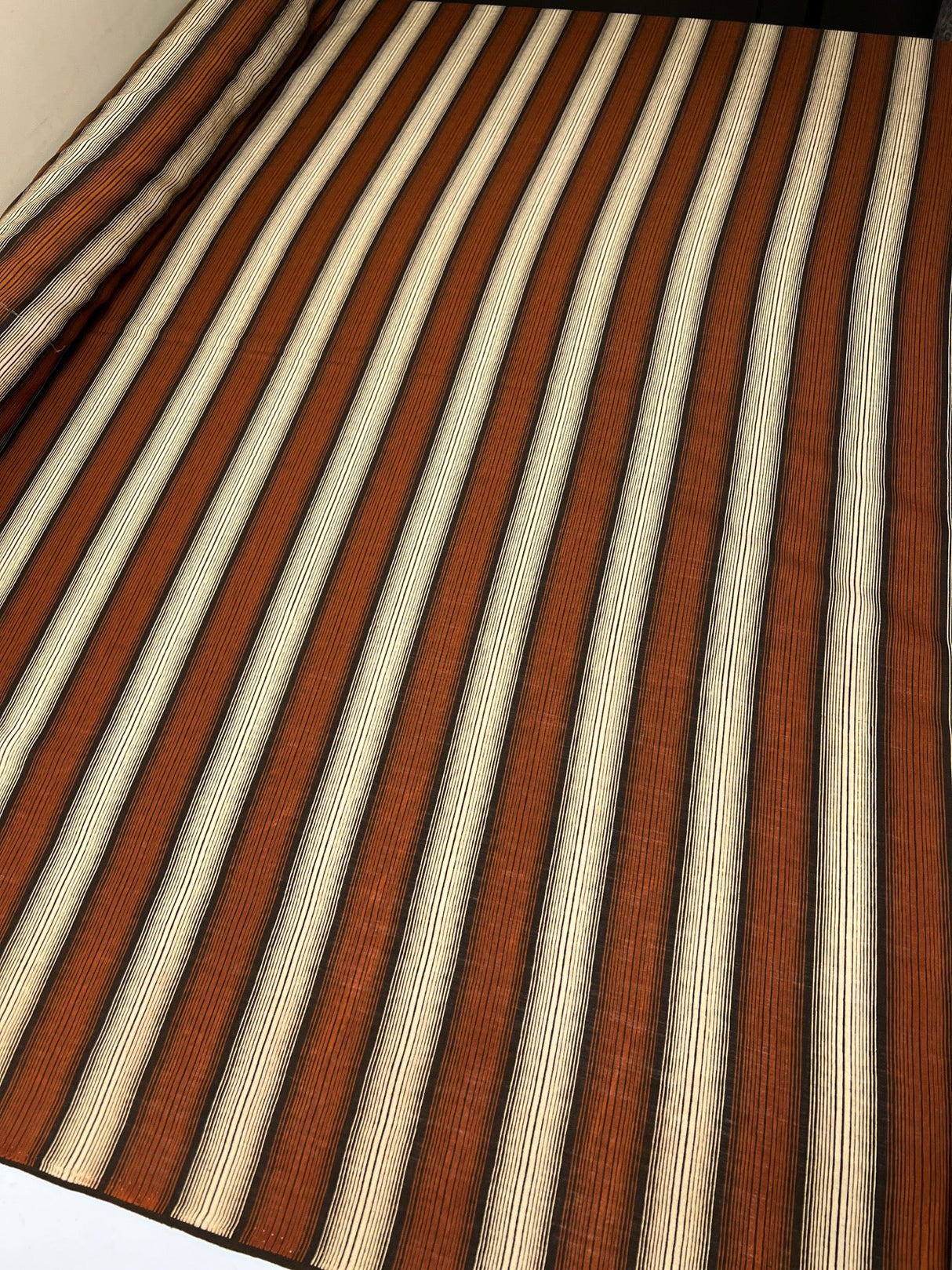 Wool Striped Fabric Brown Beige