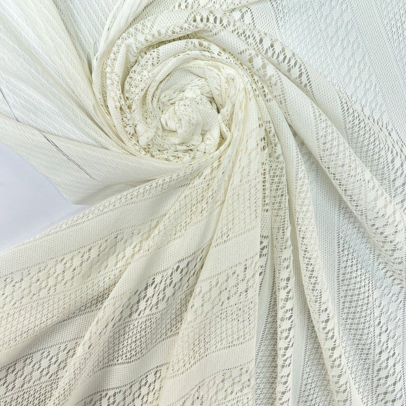Polyamide Elastane Knitted Fabric White Geometric Print