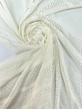 Polyamide Elastane Knitted Fabric White Geometric Print