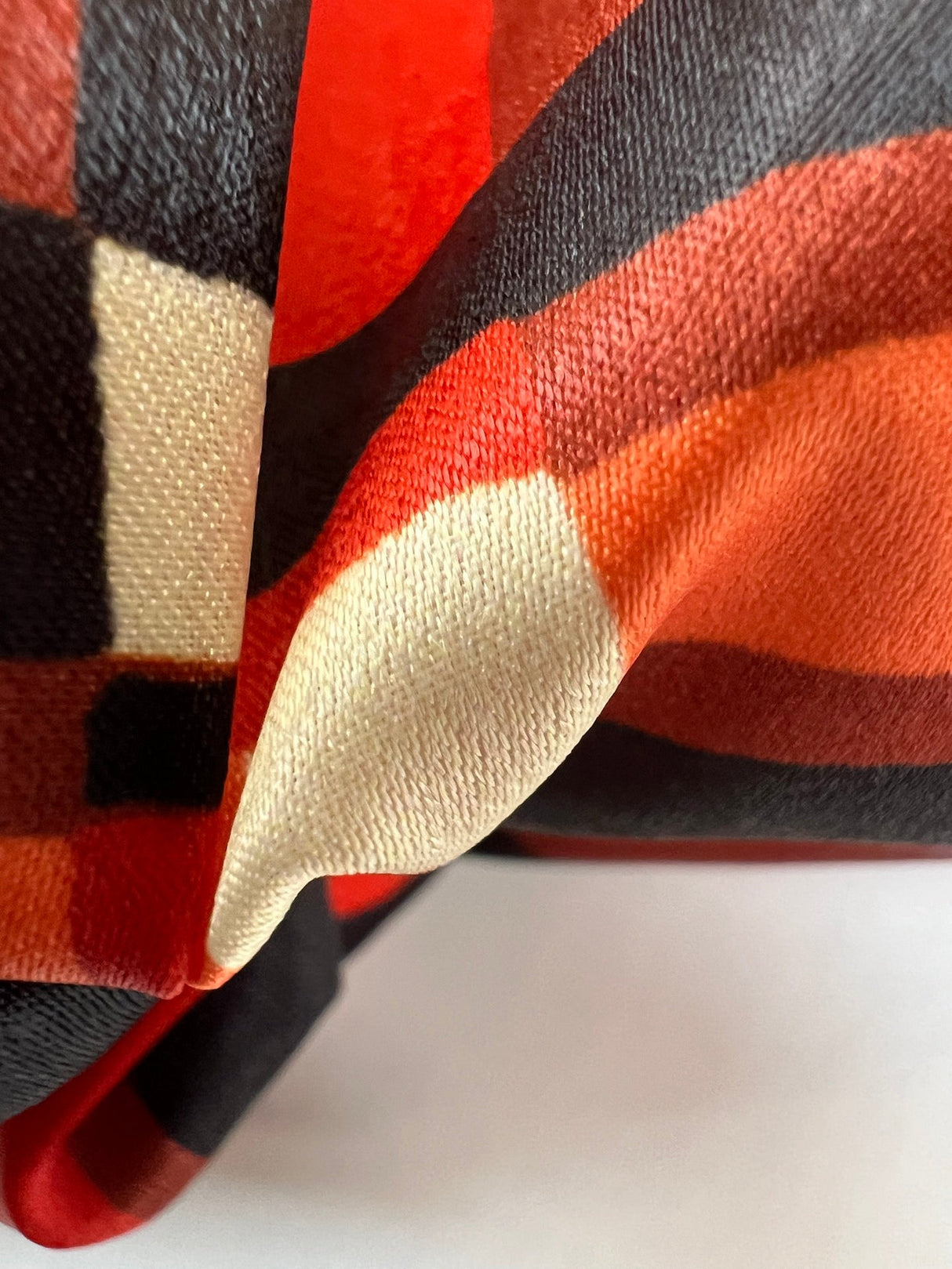 Polyester Sateen Checked Red Brown