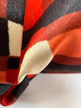 Polyester Sateen Checked Red Brown