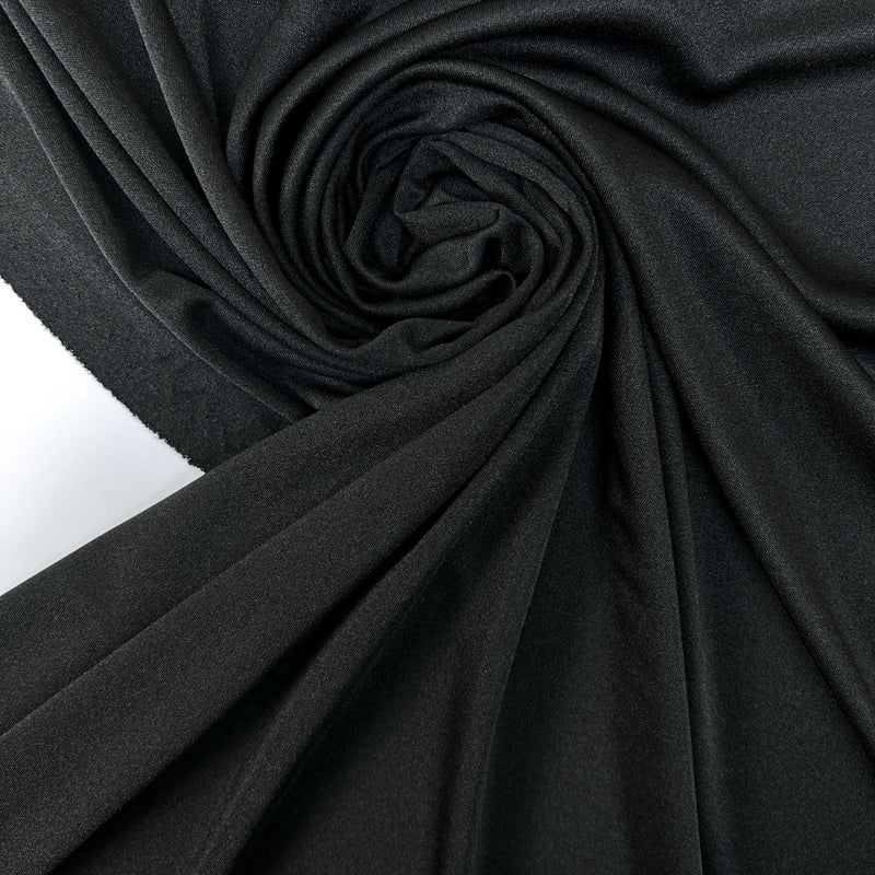 Black Polyester Elastane Knitted Fabric