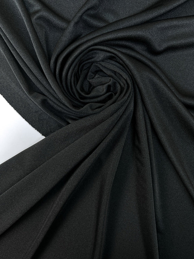 Black Polyester Elastane Knitted Fabric