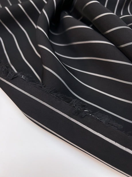 Viscose Twill Lining Black Striped