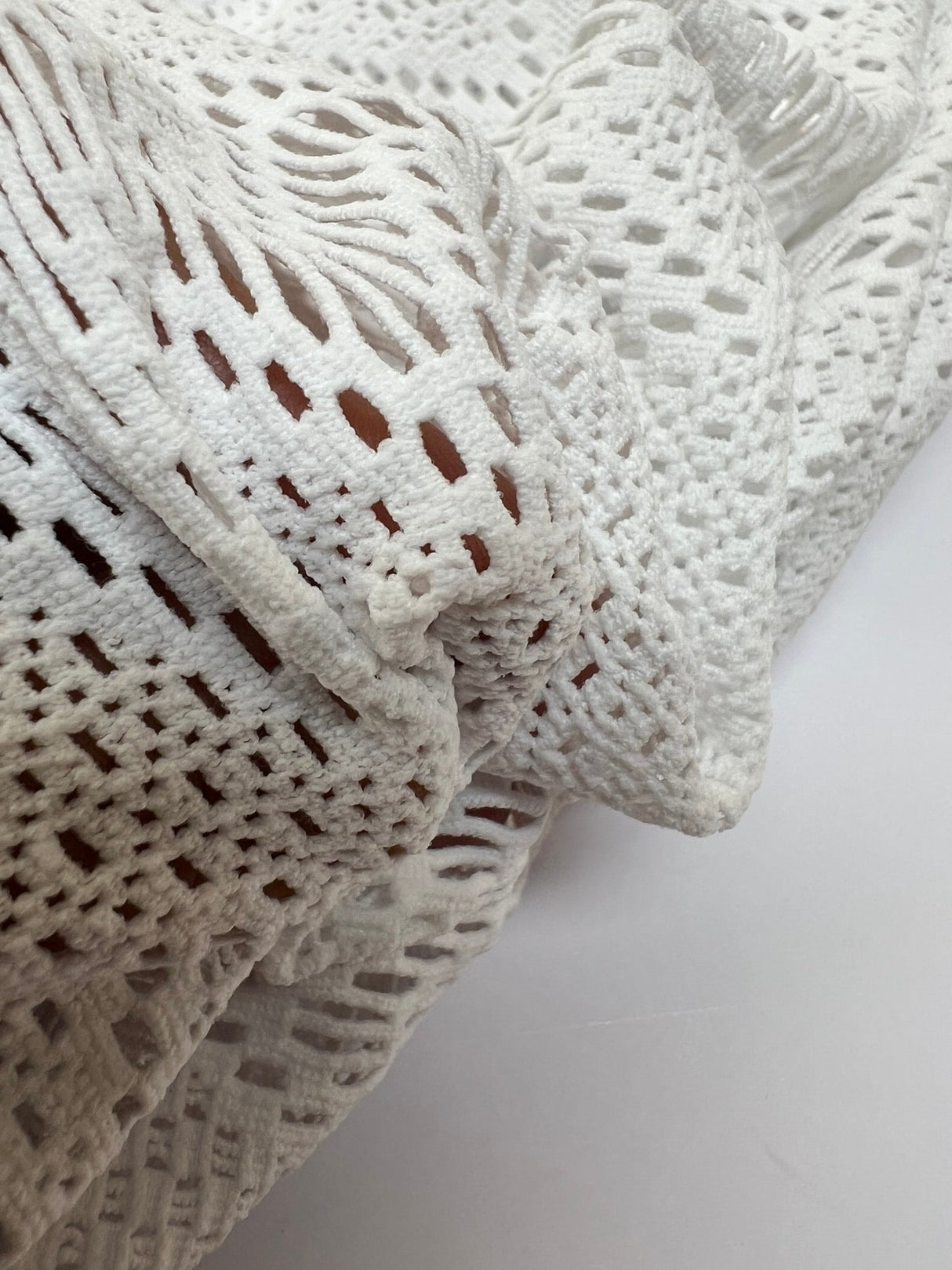 Polyamide Elastane Knitted Fabric White Geometric