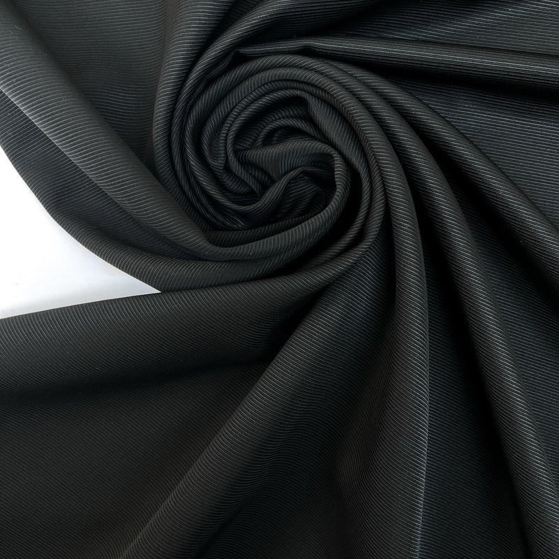 Black Wool Rep Weave Fabric