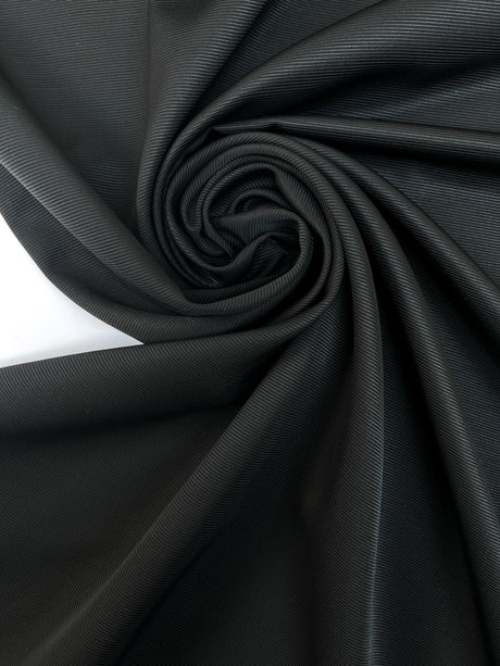 Black Wool Rep Weave Fabric