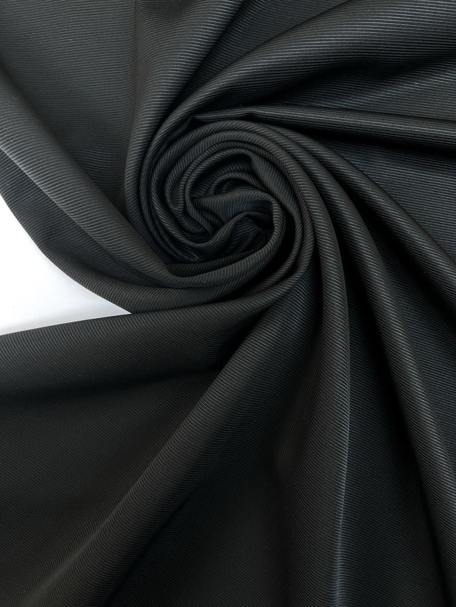 Black Wool Rep Weave Fabric