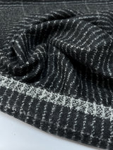 Wool Polyamid Gabardine Gray Black Striped