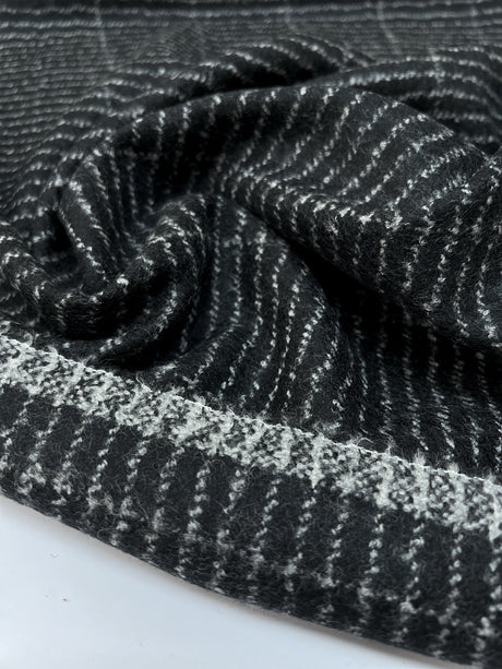 Wool Polyamid Gabardine Gray Black Striped