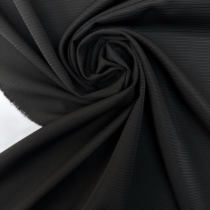 Wool Jacquard Fabric Black Ribbed