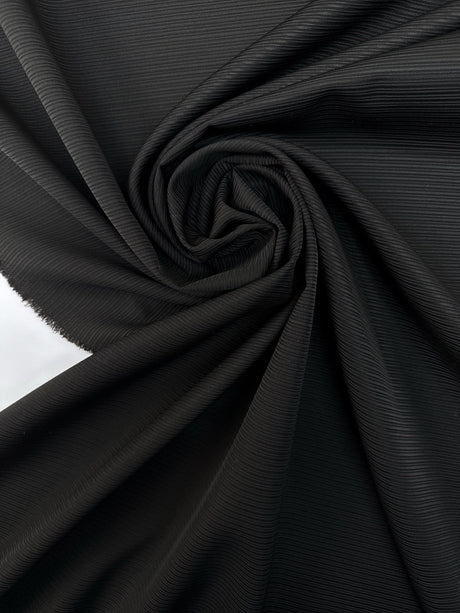 Wool Jacquard Fabric Black Ribbed