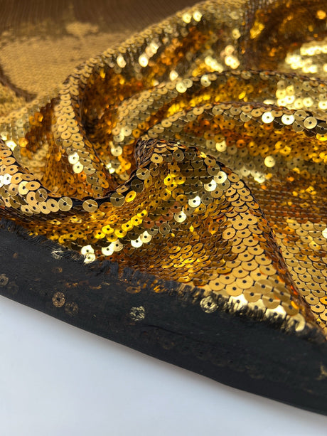 Polyamide Crepe Sequins Fabric Golden Black