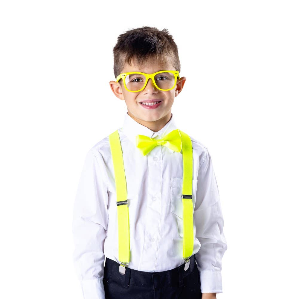 Kids Neon Suspender, Bowtie Accessory Set