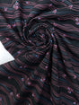 Virgin Wool Printed Striped Fabric Black Pink