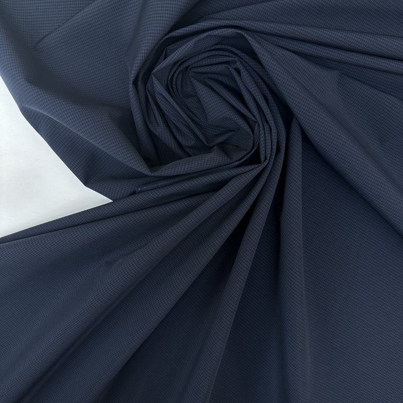 Virgin Wool Suit Fabric Checked Blue Black