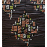 Kumasi Skyline 100 Percent Cotton Fabric - Brown, Green, Beige African Print, 45-47" Width (Per Yard)