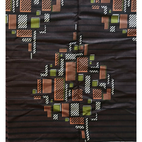 Kumasi Skyline 100 Percent Cotton Fabric - Brown, Green, Beige African Print, 45-47" Width (Per Yard)
