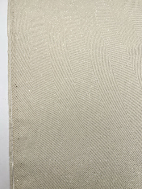 Polyamide Lurex Beige Herringbone Tweed Fabric