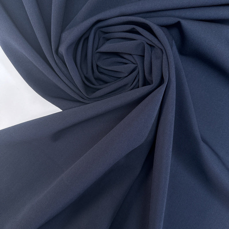 Blue Polyester Viscose Stretch Twill