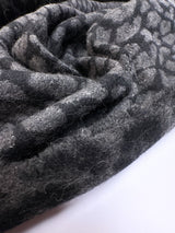 Wool Cotton Polyamide Double Weave Animal Print Gray Black