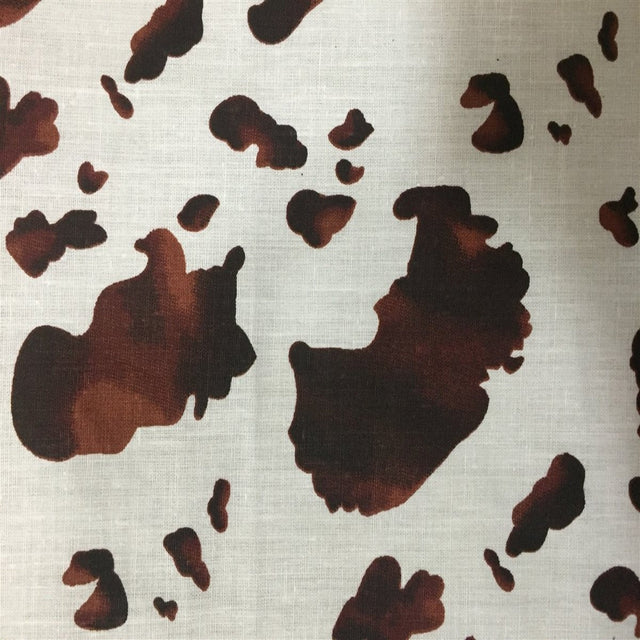 Poly Cotton Cow Print Fabric Brown Black 59"