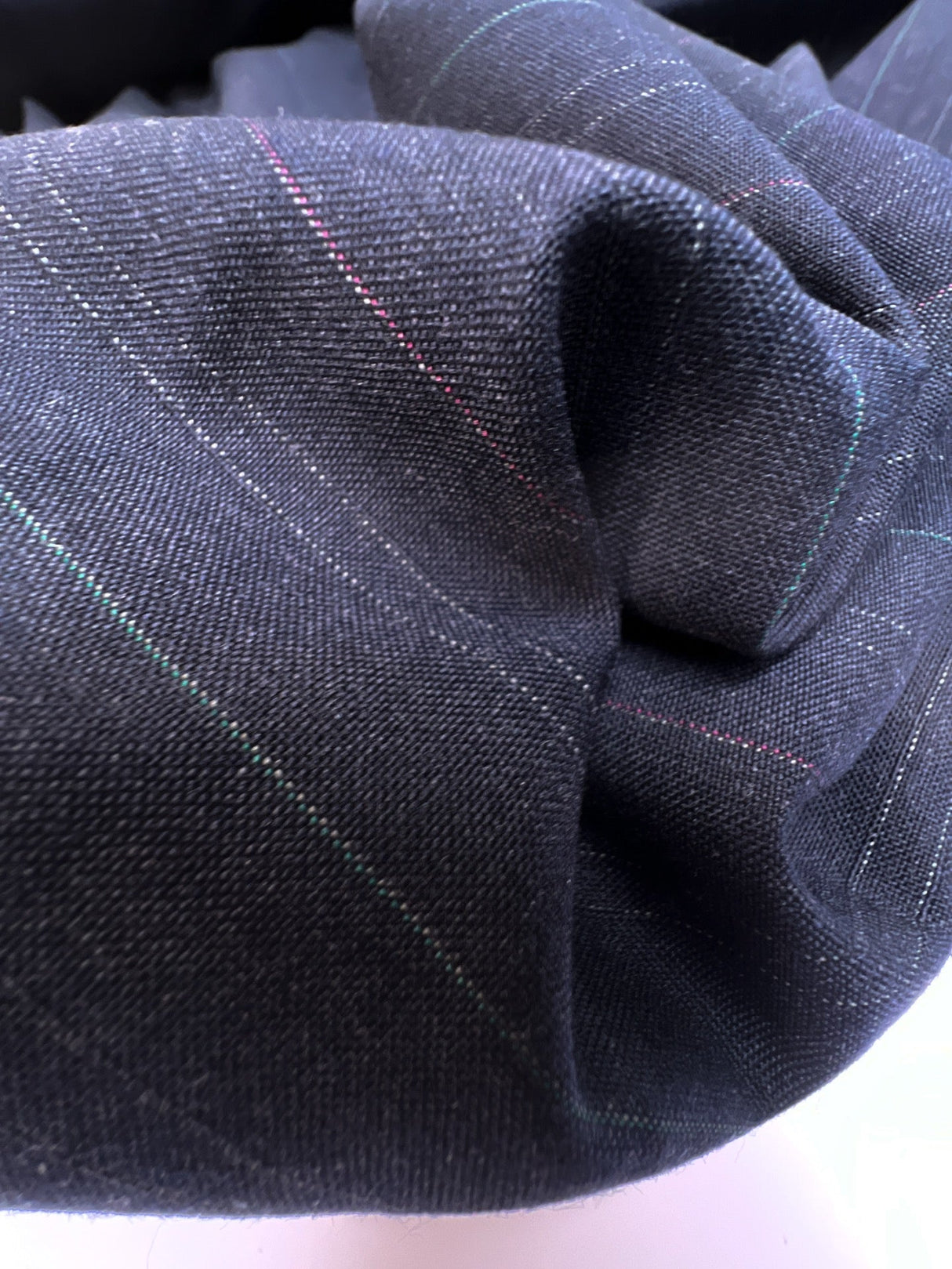 Wool Blend Woven Striped Blue Suiting