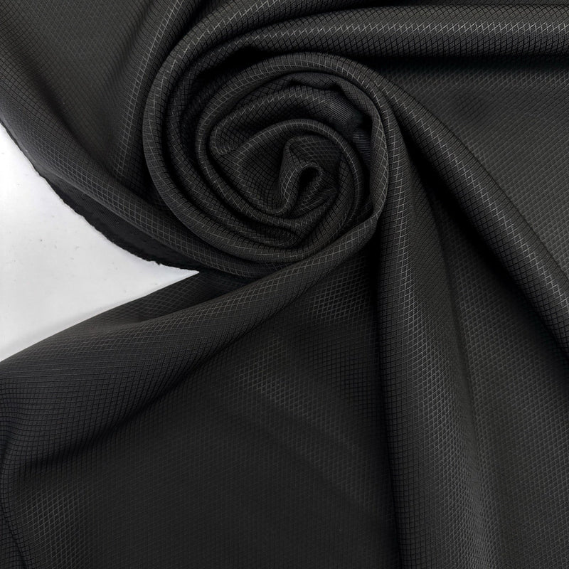 Wool Cotton Jacquard Fabric Black