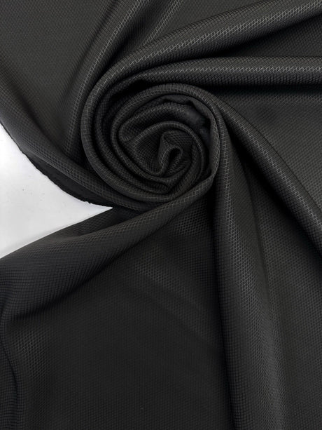 Wool Cotton Jacquard Fabric Black