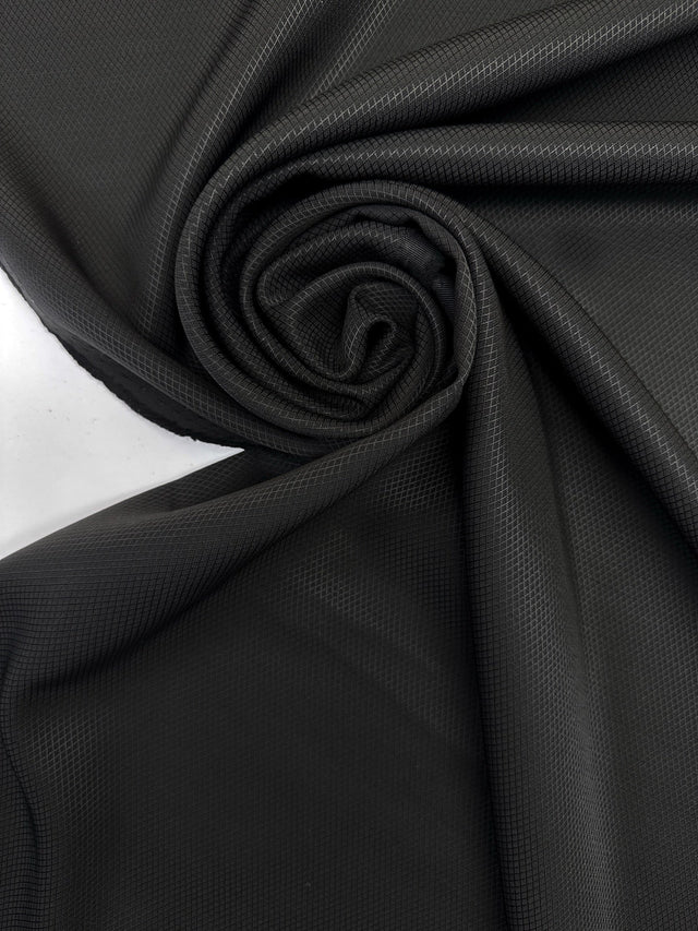 Wool Cotton Jacquard Fabric Black