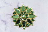 Rhinestone Applique Green Floral Flower Shape 4in