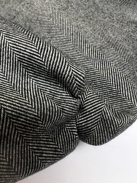 Wool Tweed Herringbone Suit Fabric Gray