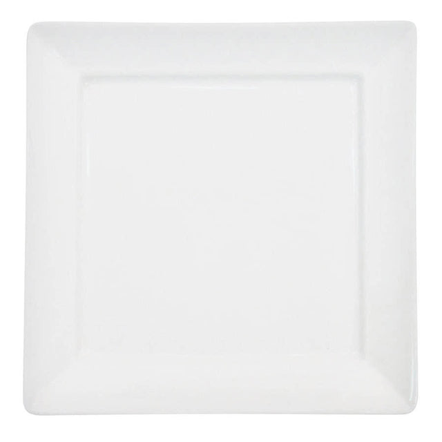 CAC F-SQ16 Paris French 10 1/4" Bone White Square Porcelain Plate - Case Of 12