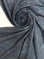 Cotton Stretch Knitted Fabric in Gray Blue Print