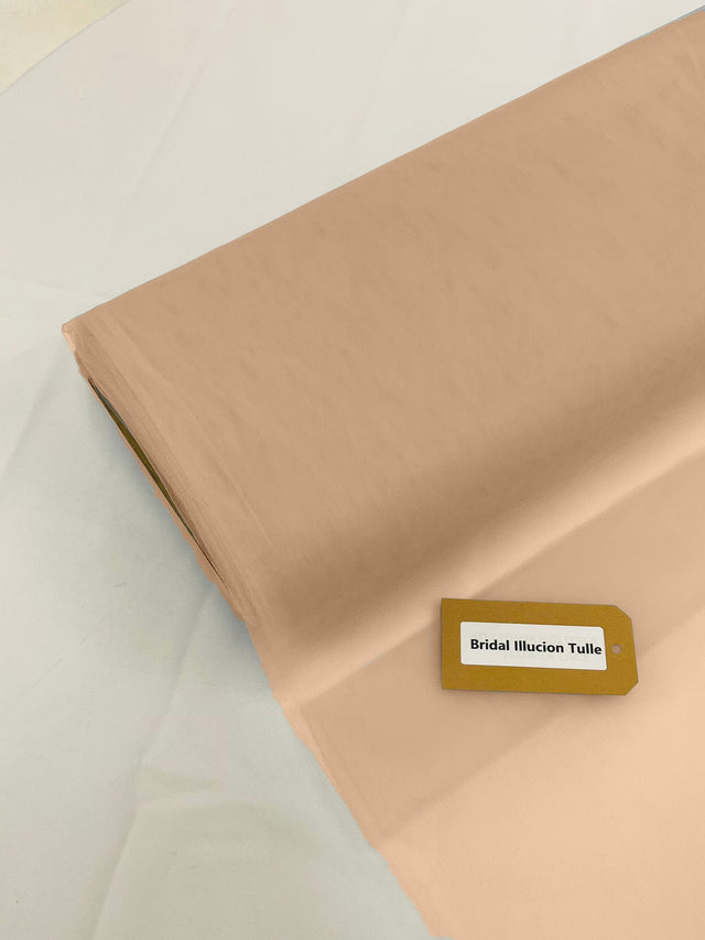 Cafe Cream Bridal Illusion Polyester Tulle Fabric - Cafe Cream, Sheer, 108" Width (1 Roll)
