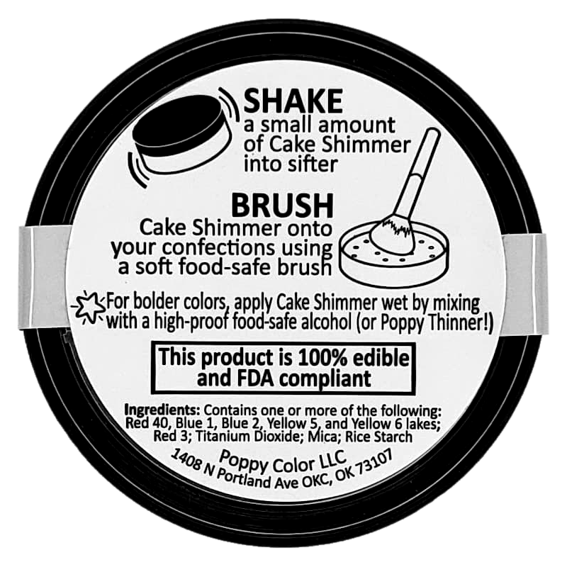 Poppy Color Cake Shimmer Edible Luster Dust – 3 Grams (Select Your Color)