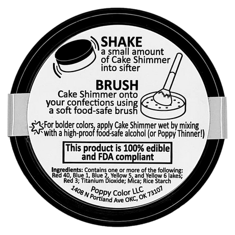 Poppy Color Cake Shimmer Edible Luster Dust – 3 Grams (Select Your Color)