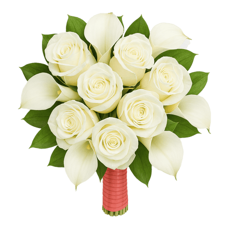 Ivory Roses White Calla Lilies Bridesmaids Bouquets 3 Sets Fresh Flowers 26 Stems Each
