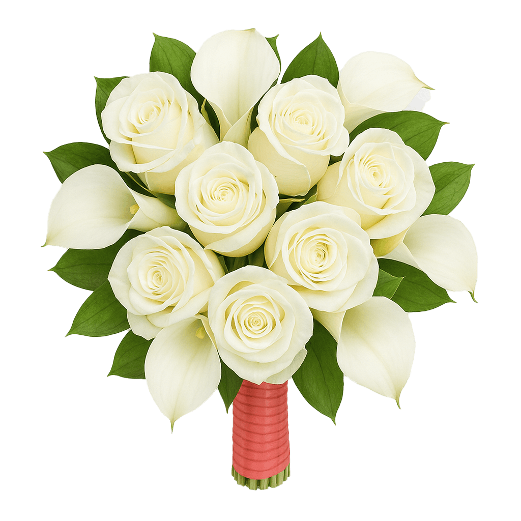 Ivory Roses White Calla Lilies Bridesmaids Bouquets 6 Sets Fresh Flowers 26 Stems Each