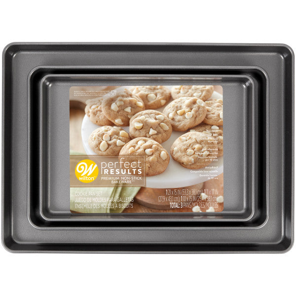 Wilton Perfect Results Premium Non-Stick Bakeware Mega Cookie Baking Set, 3-Piece