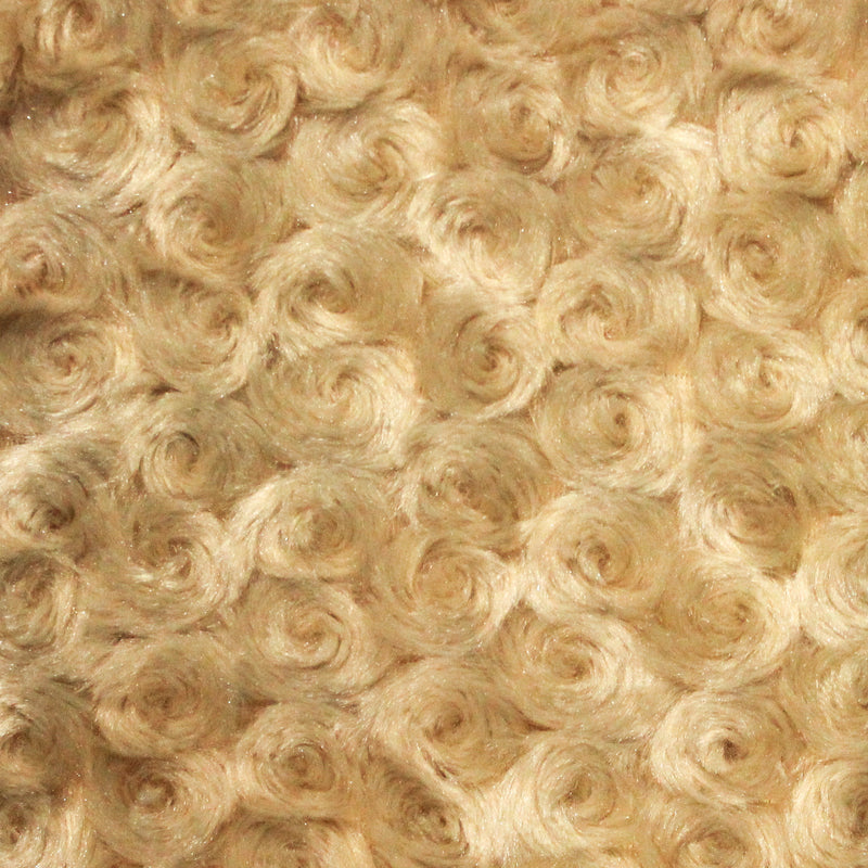 1 Yard Camel Minky Rosebud Fabric 58/60" Width Rose Swirl Embossed