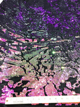 Camo Sequin Stretch Velvet Fabric - Iridescent Sequin Camo Pattern, 54" Width (1 Yard)