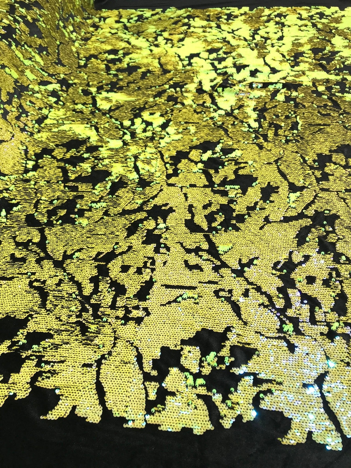 Camo Sequin Stretch Velvet Fabric - Iridescent Sequin Camo Pattern, 54" Width (1 Yard)