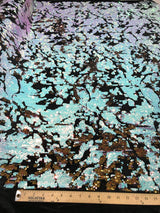 Camo Sequin Stretch Velvet Fabric - Iridescent Sequin Camo Pattern, 54" Width (1 Yard)