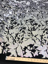 Camo Sequin Stretch Velvet Fabric - Iridescent Sequin Camo Pattern, 54" Width (1 Yard)