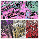 Camo Sequin Stretch Velvet Fabric - Iridescent Sequin Camo Pattern, 54" Width (1 Yard)